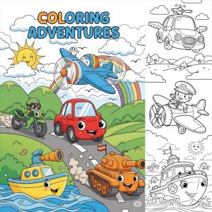 สมุดระบายสีไฟล์ PDF ยานพาหนะ รถ และเครื่องบิน สำหรับเด็ก ดาวน์โหลดและพิมพ์ได้ทันที