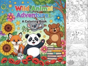 สมุดระบายสีสัตว์น่ารัก การผจญภัยของสัตว์ ไฟล์ PDF สำหรับเด็ก