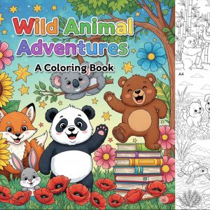 สมุดระบายสีสัตว์น่ารัก การผจญภัยของสัตว์ ไฟล์ PDF สำหรับเด็ก